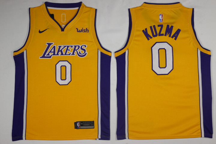 Men Los Angeles Lakers #0 Kuzma Yellow Game Nike NBA Jerseys